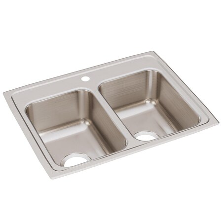 Elkay Lustertone Ss 25X19.5X7.6 Equal Double Bowl Drop-In Sink With Quick-Clip LRQ25191
